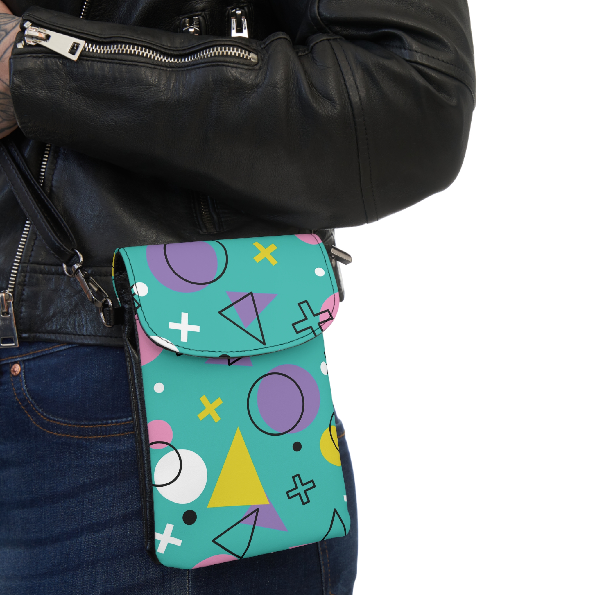 Bring back bold with our Retro 90s Pattern Cell Phone Wallet — a nostalgic nod to the iconic shapes and neon color palettes of the 90s, now with a modern twist