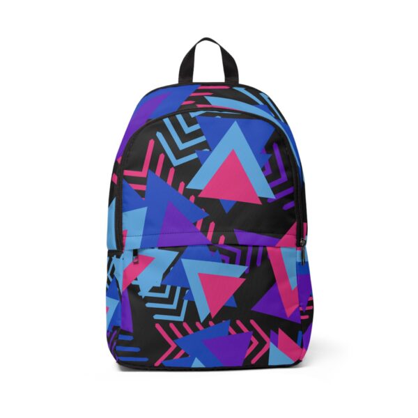 Step back into the vibrant energy of the late '80s and early 1990s with our Colorful Geometric Retro 90s Backpack.