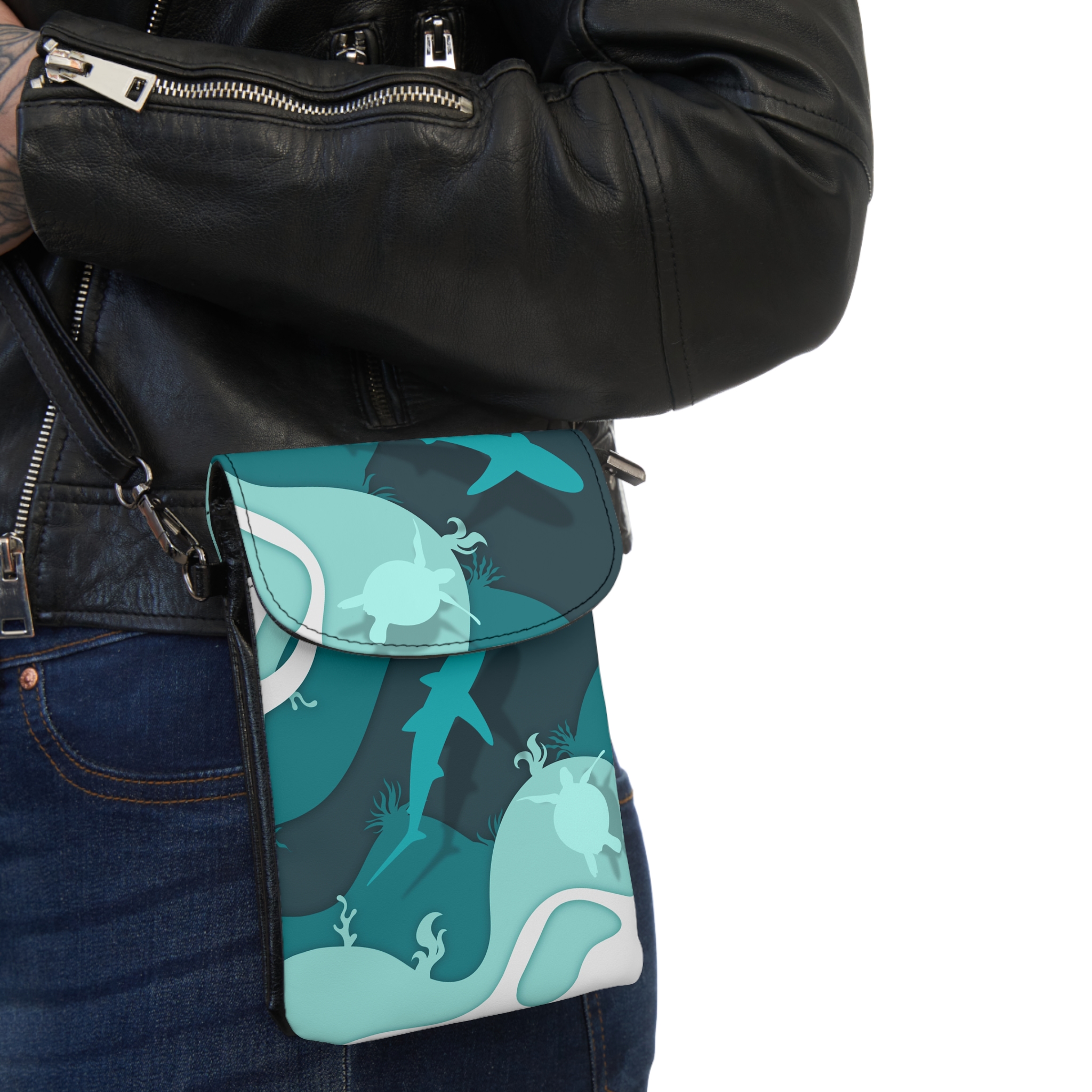 Add a splash of ocean-inspired style to your daily routine with this Sea Turtle and Shark Cell Phone Wallet — the perfect crossbody accessory for everyday errands, travel, and spontaneous beach days.